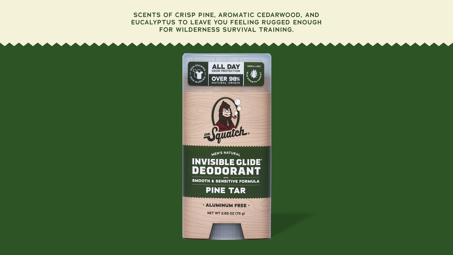 Pine Tar Invisible Glide Deodorant - Classic Clean Carry